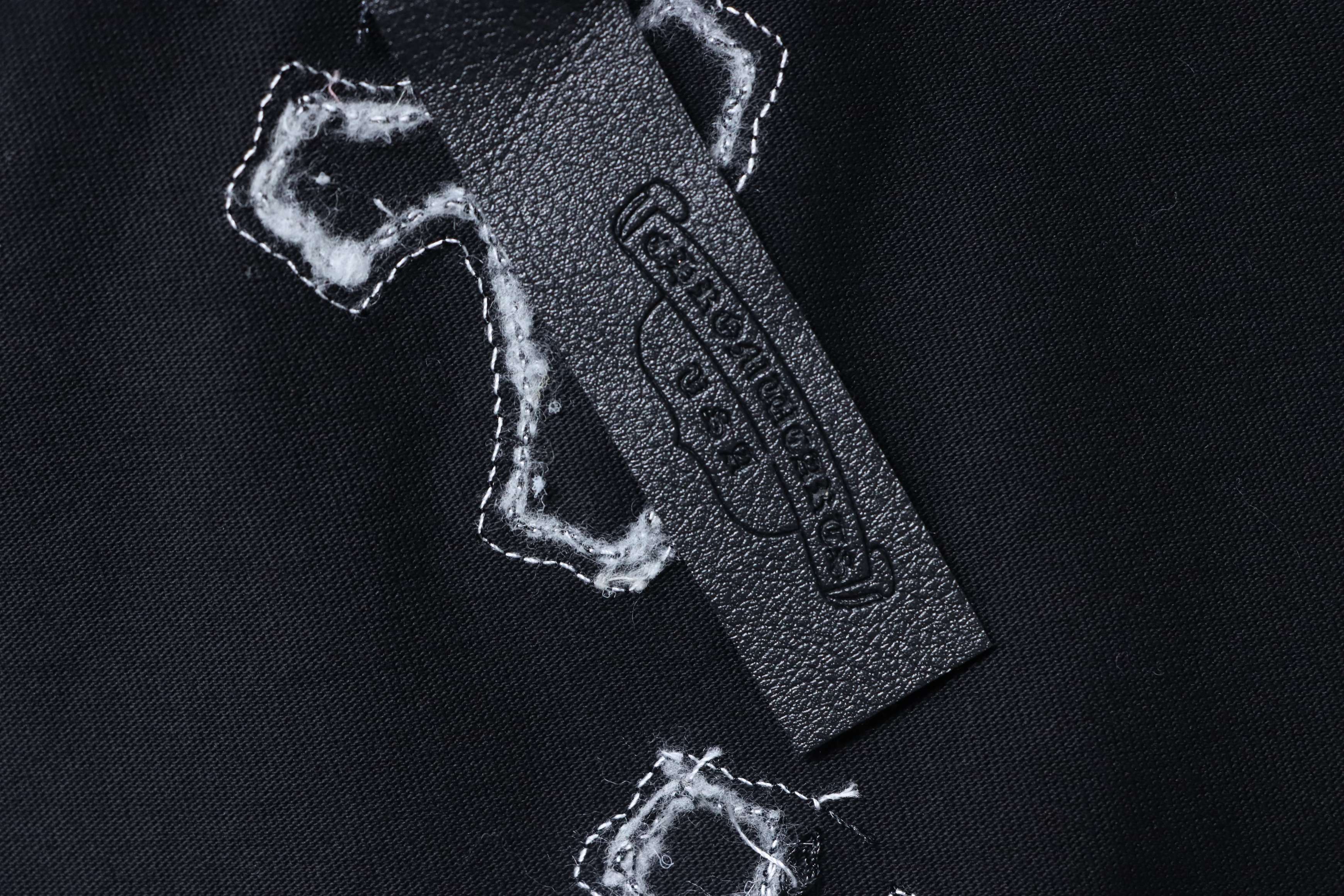 Chrome Hearts Cross Leather Label Label Strip Short Sleeve T-Shirt Style 2