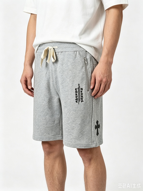 Chrome Hearts Cross Leather Patch Embroidered Shorts Style 1