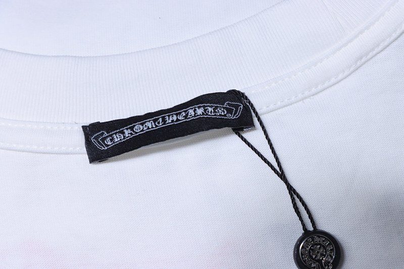 Chrome Hearts Cross Necklace Graphic Gothic Letter Colorblock Short Sleeve T-Shirt Style 1
