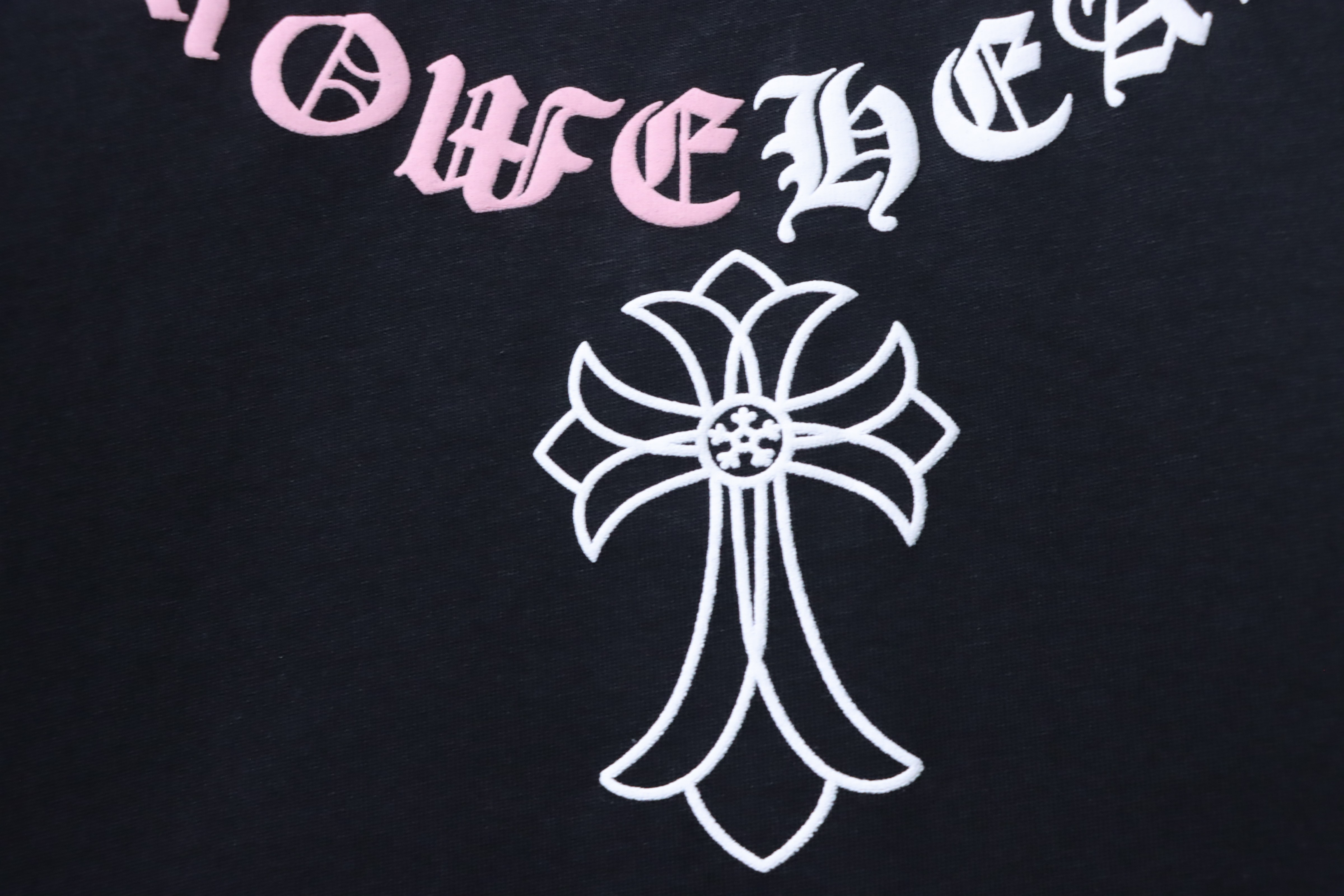 Chrome Hearts Cross Necklace Graphic Gothic Letter Colorblock Short Sleeve T-Shirt Style 2
