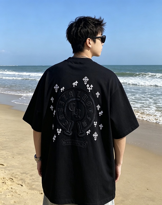 Chrome Hearts Cross Sanskrit Embroidered Short Sleeve T-Shirt Style 1