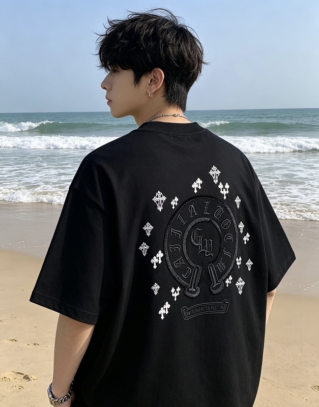 Chrome Hearts Cross Sanskrit Embroidered Short Sleeve T-Shirt Style 1