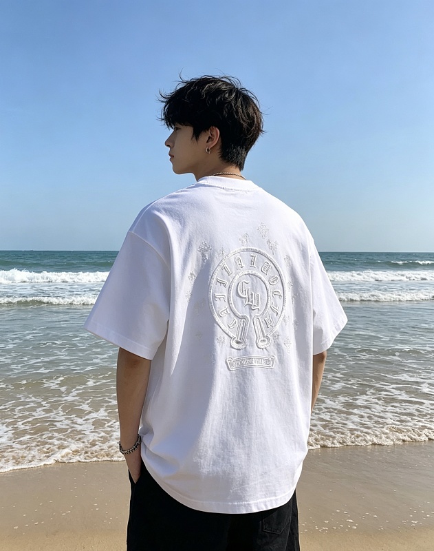 Chrome Hearts Cross Sanskrit Embroidered Short Sleeve T-Shirt Style 2