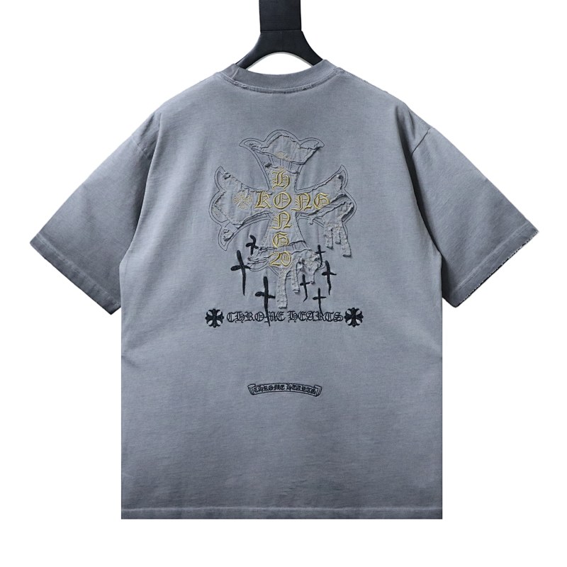 Chrome Hearts Cross Sanskrit Heavy Craft Embroidered Short Sleeve T-Shirt Style 1