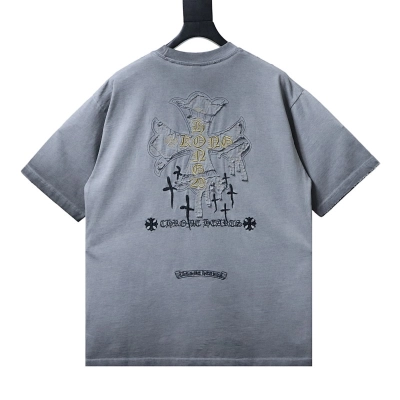 Chrome Hearts Cross Sanskrit Heavy Craft Embroidered Short Sleeve T-Shirt Style 1 01