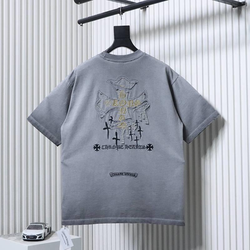 Chrome Hearts Cross Sanskrit Heavy Craft Embroidered Short Sleeve T-Shirt Style 1