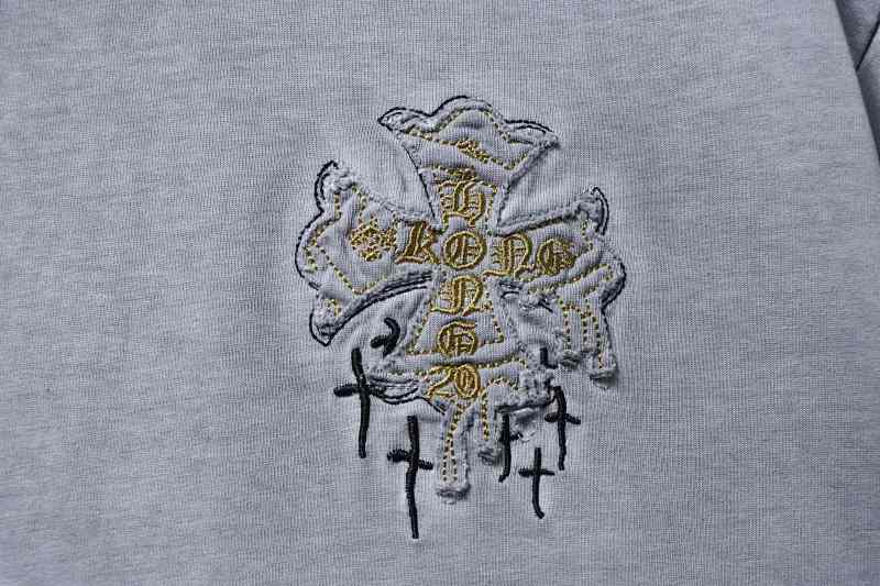 Chrome Hearts Cross Sanskrit Heavy Craft Embroidered Short Sleeve T-Shirt Style 1
