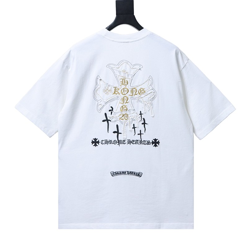 Chrome Hearts Cross Sanskrit Heavy Craft Embroidered Short Sleeve T-Shirt Style 2