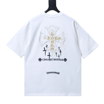 Chrome Hearts Cross Sanskrit Heavy Craft Embroidered Short Sleeve T-Shirt Style 2 01