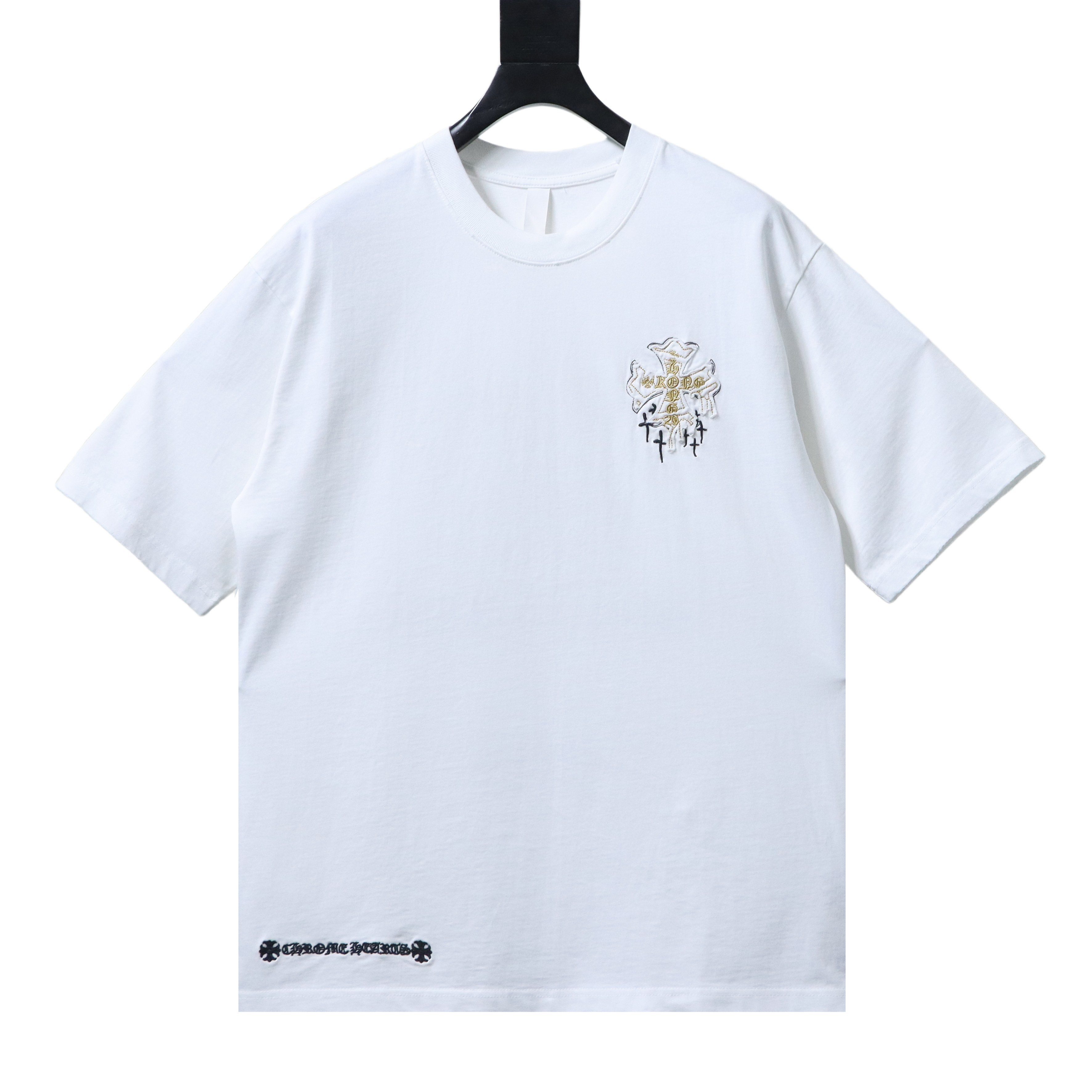 Chrome Hearts Cross Sanskrit Heavy Craft Embroidered Short Sleeve T-Shirt Style 2