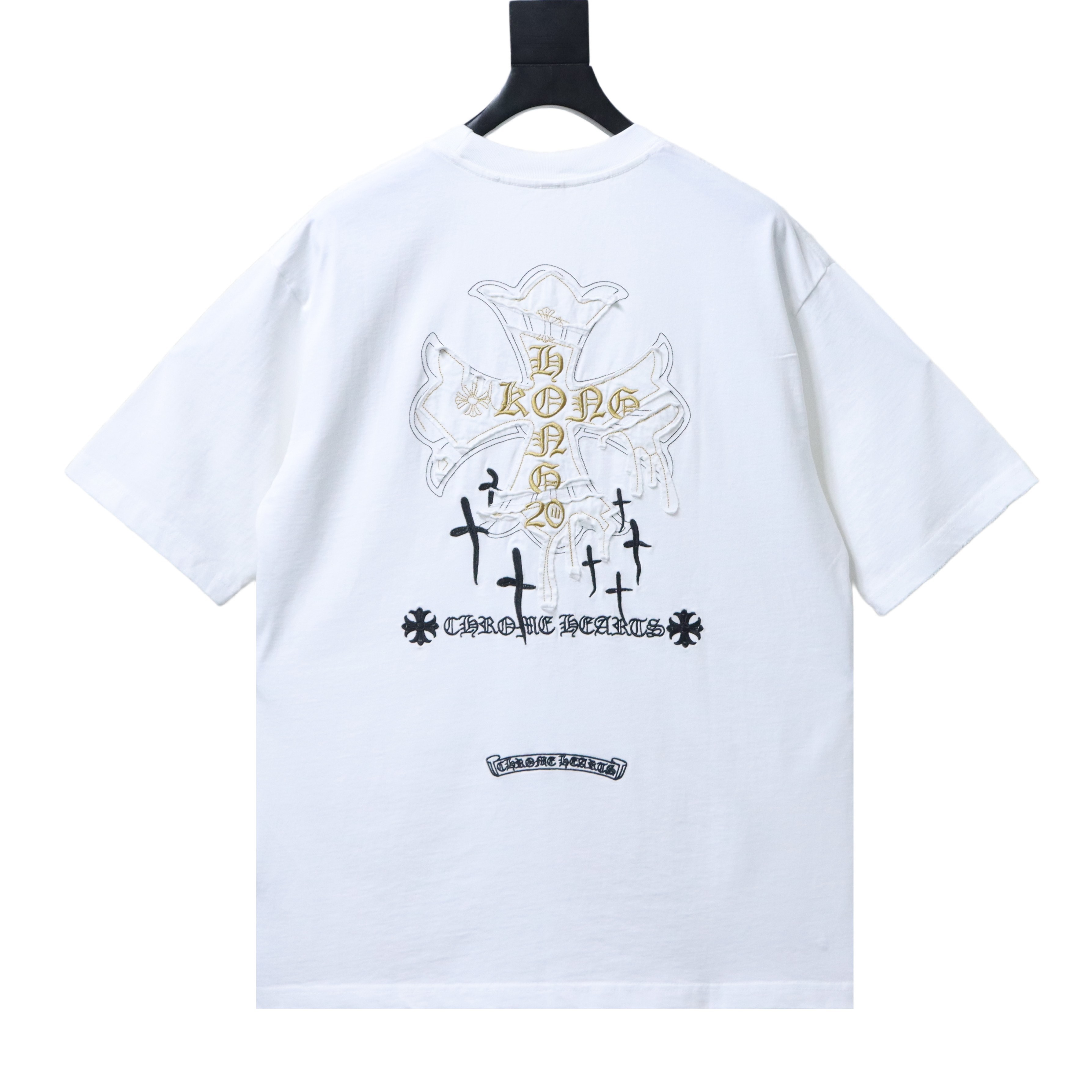 Chrome Hearts Cross Sanskrit Heavy Craft Embroidered Short Sleeve T-Shirt Style 2