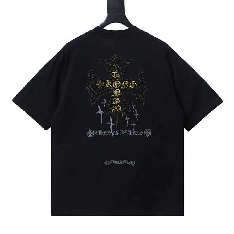 Chrome Hearts Cross Sanskrit Heavy Craft Embroidered Short Sleeve T-Shirt Style 3