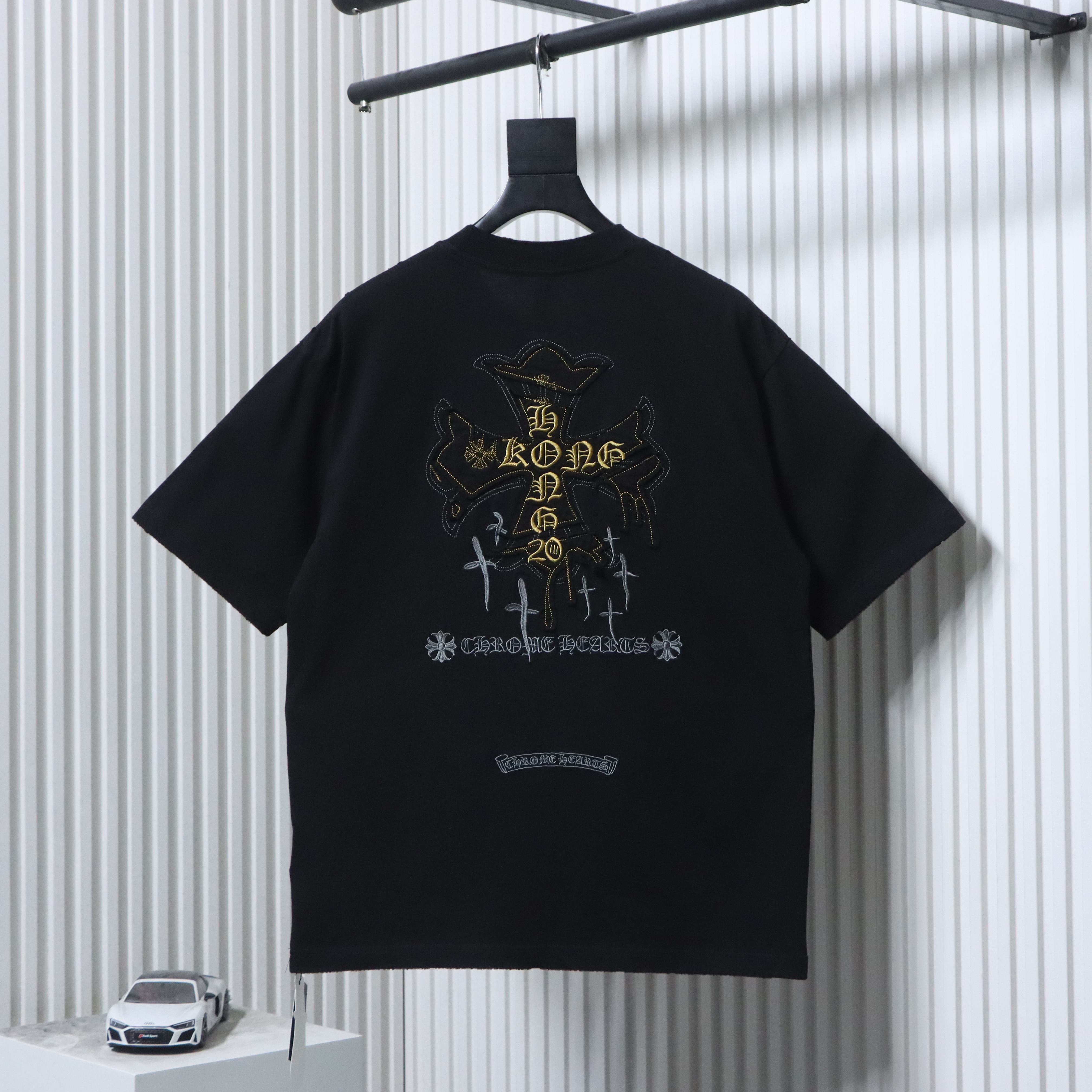 Chrome Hearts Cross Sanskrit Heavy Craft Embroidered Short Sleeve T-Shirt Style 3