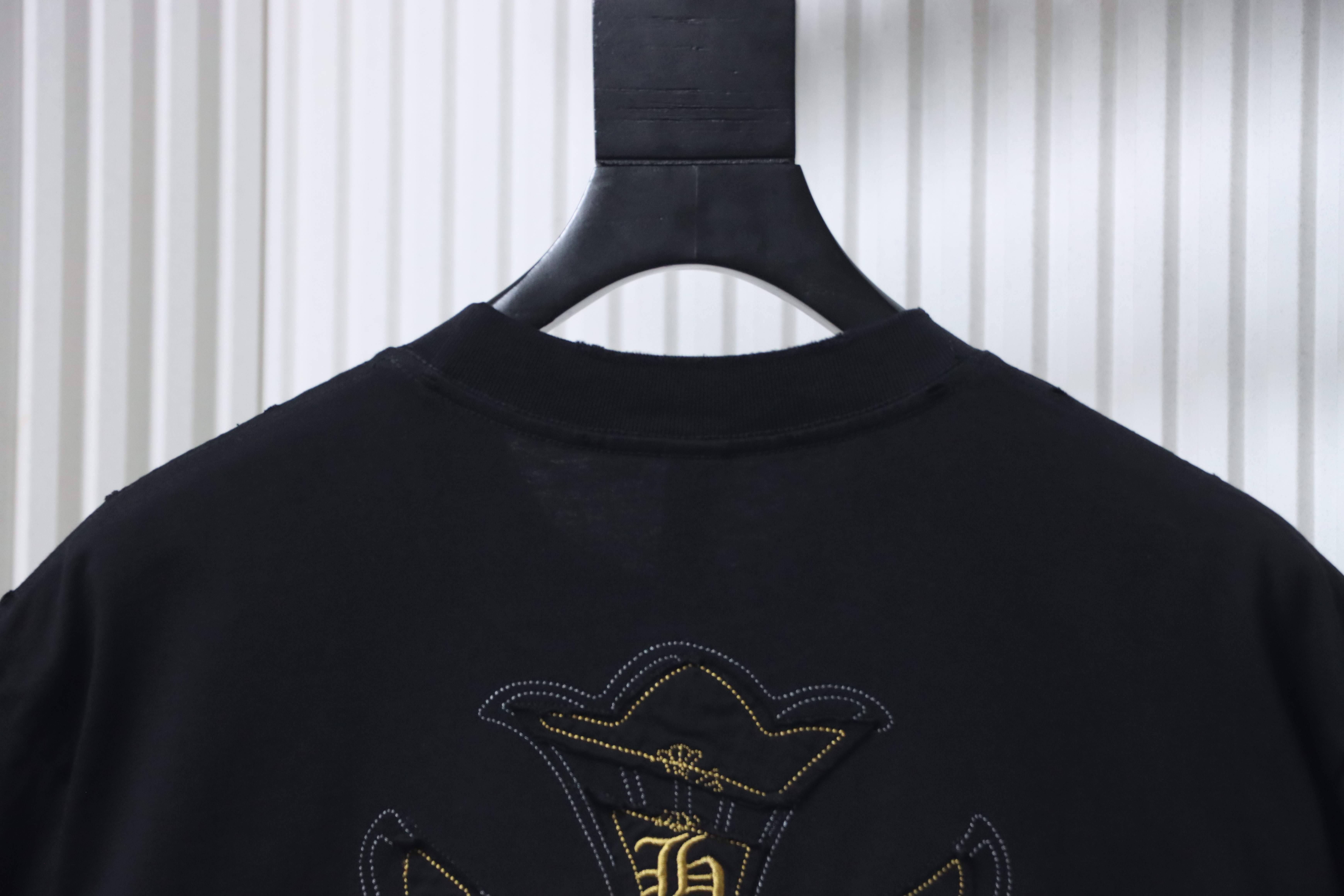 Chrome Hearts Cross Sanskrit Heavy Craft Embroidered Short Sleeve T-Shirt Style 3