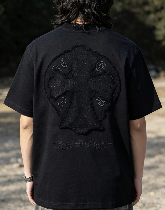 Chrome Hearts Cross Sanskrit Terry Applique Short Sleeve T-Shirt Style 1