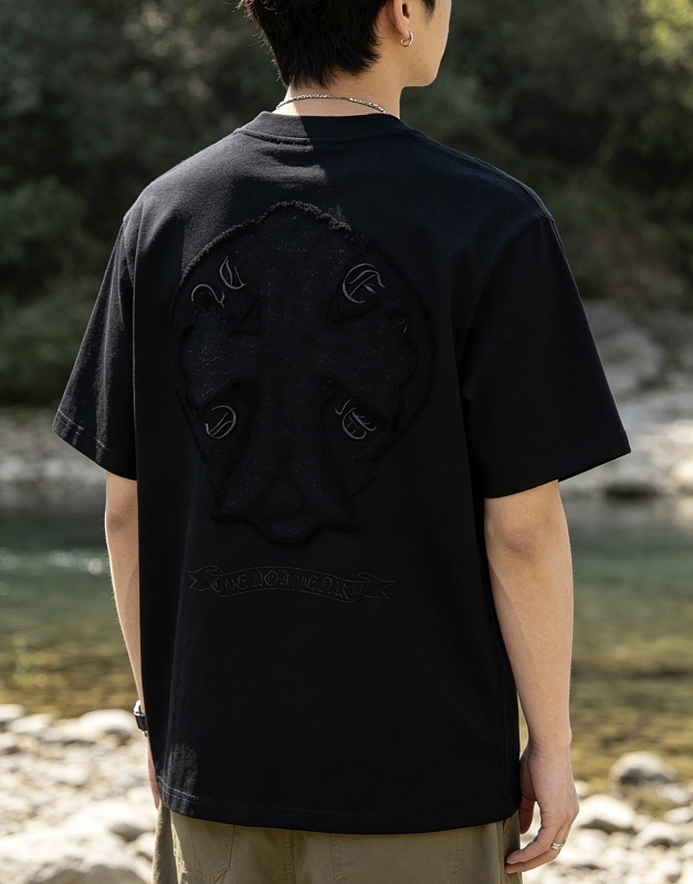 Chrome Hearts Cross Sanskrit Terry Applique Short Sleeve T-Shirt Style 1