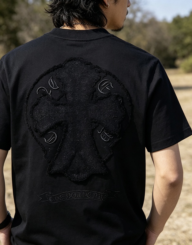 Chrome Hearts Cross Sanskrit Terry Applique Short Sleeve T-Shirt Style 1