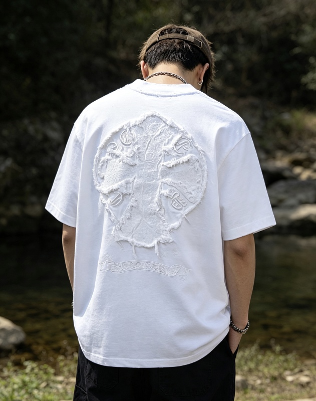 Chrome Hearts Cross Sanskrit Terry Applique Short Sleeve T-Shirt Style 2