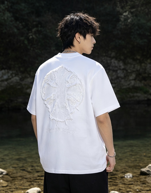 Chrome Hearts Cross Sanskrit Terry Applique Short Sleeve T-Shirt Style 2