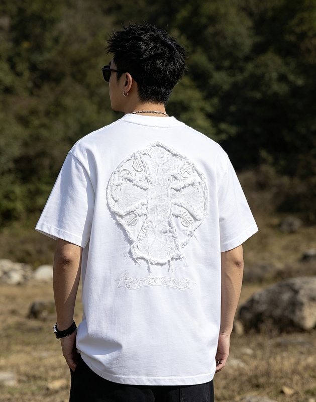 Chrome Hearts Cross Sanskrit Terry Applique Short Sleeve T-Shirt Style 2