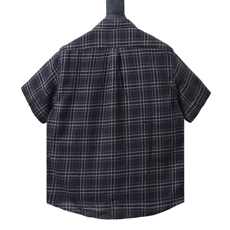 Chrome Hearts Dagger Plaid Zip Short Sleeve Shirt