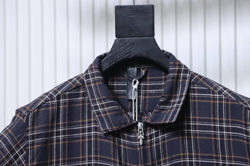 Chrome Hearts Dagger Plaid Zip Short Sleeve Shirt
