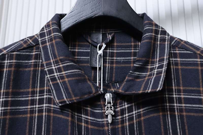 Chrome Hearts Dagger Plaid Zip Short Sleeve Shirt