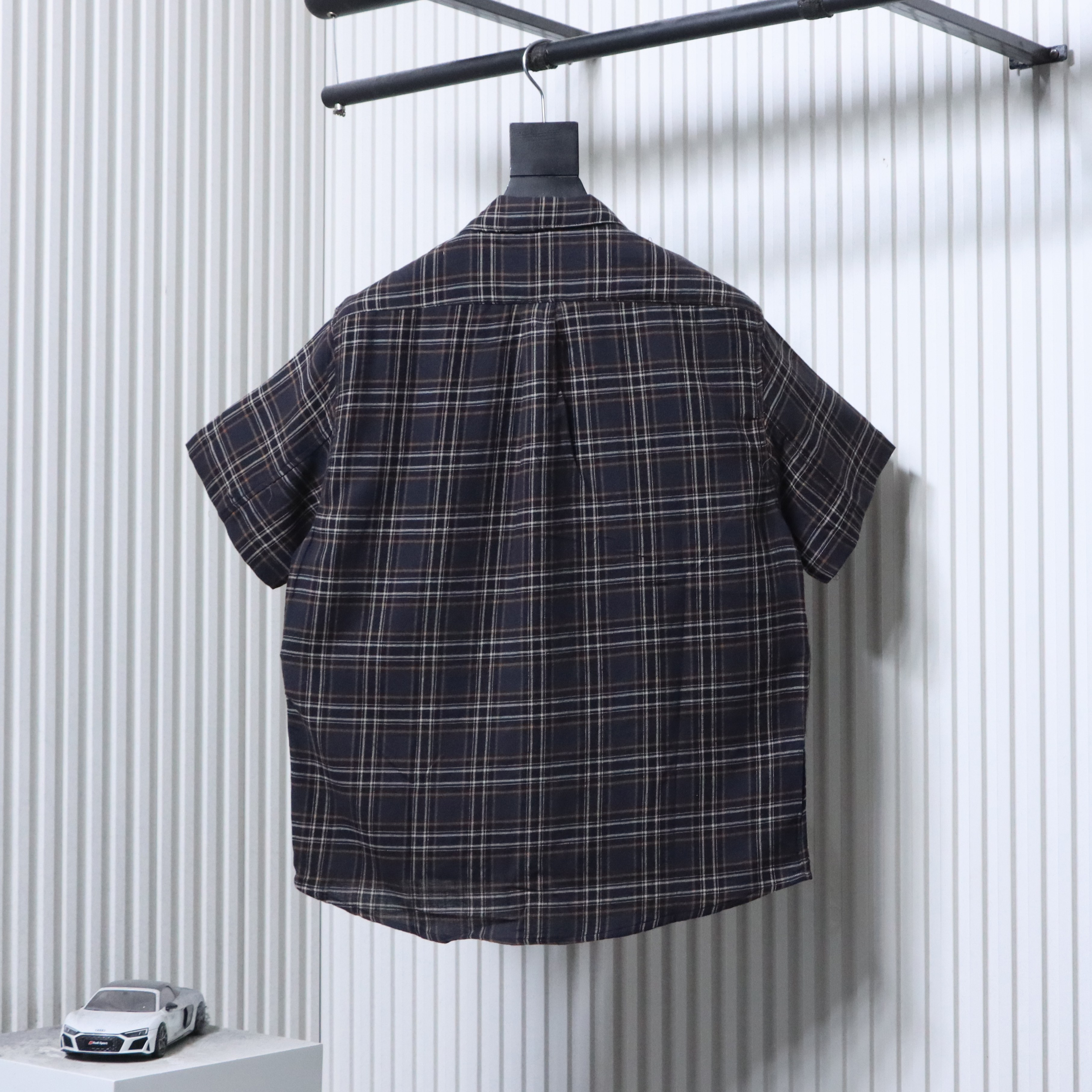 Chrome Hearts Dagger Plaid Zip Short Sleeve Shirt