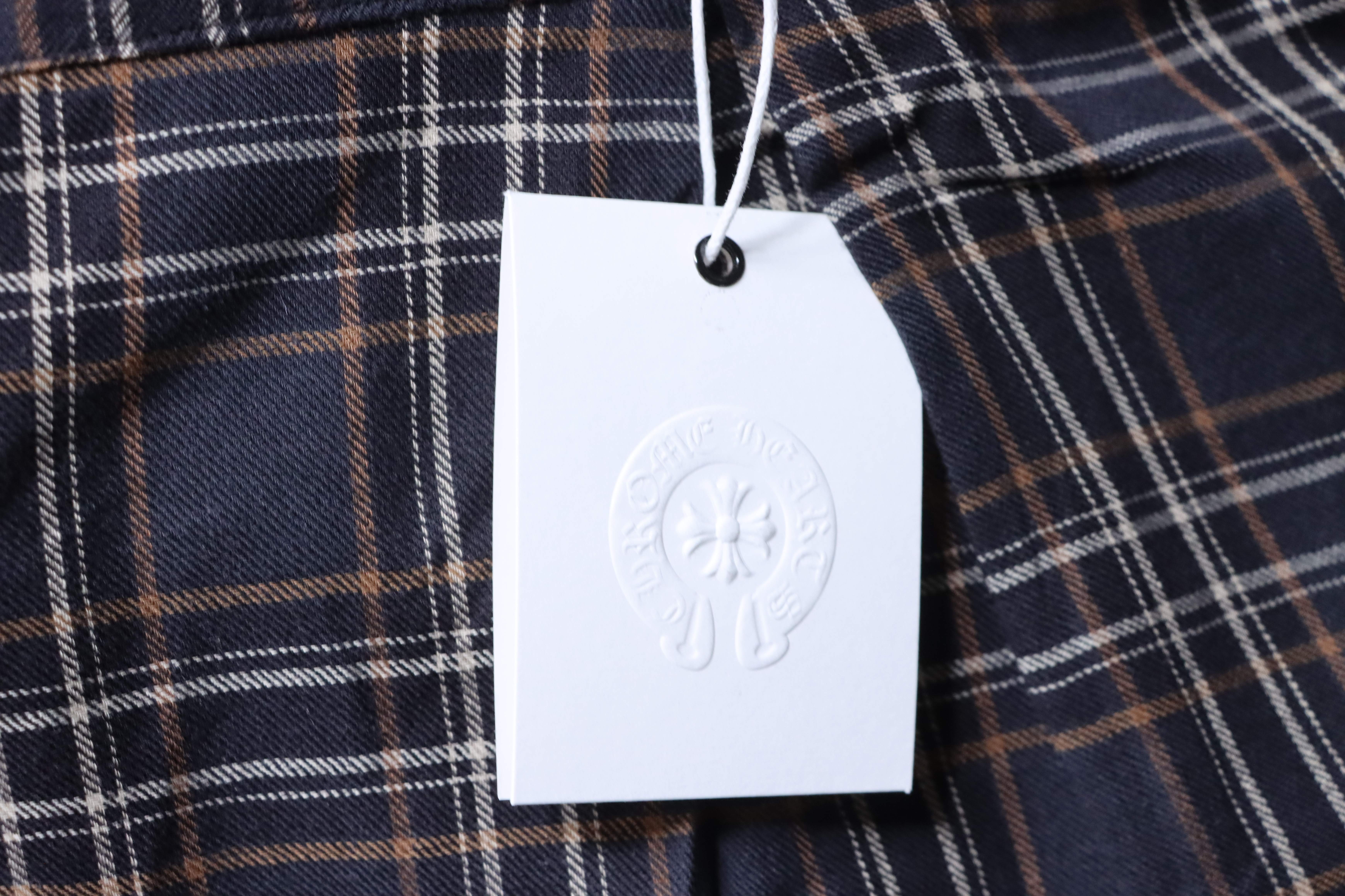 Chrome Hearts Dagger Plaid Zip Short Sleeve Shirt