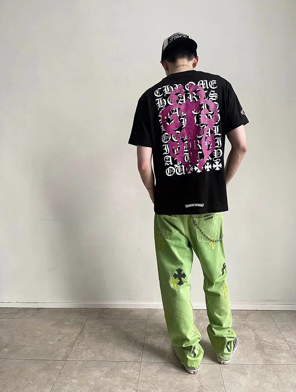 Chrome Hearts Dagger Print Pink CH Short Sleeve T-Shirt