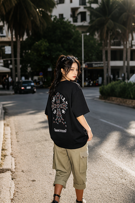 Chrome Hearts Horseshoe Applique CH Short Sleeve T-Shirt Style 1