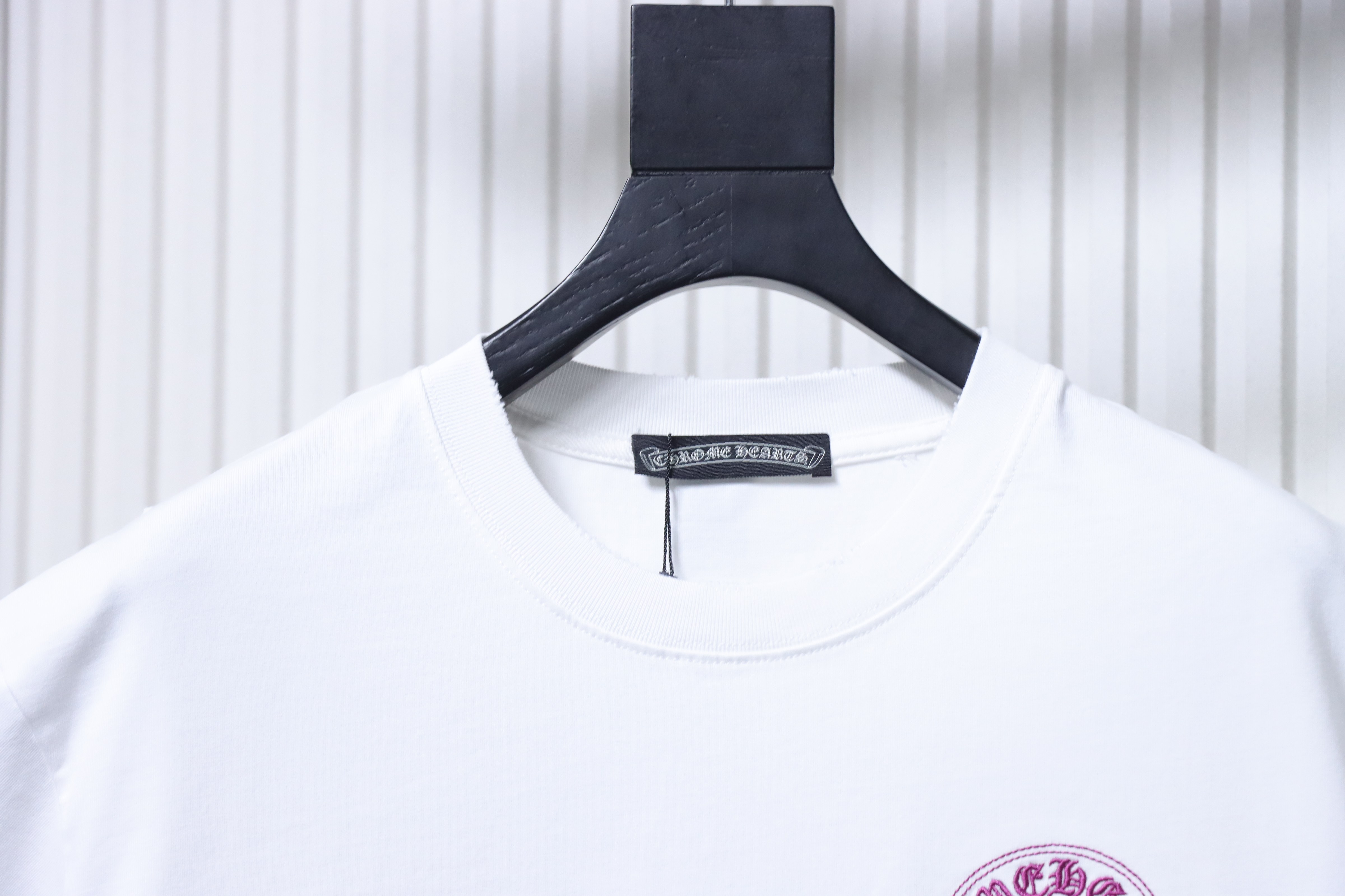 Chrome Hearts Horseshoe Cross Distressed Applique Embroidered Short Sleeve T-Shirt Style 1