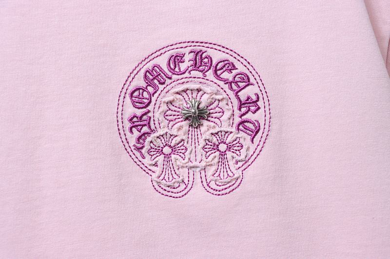 Chrome Hearts Horseshoe Cross Distressed Applique Embroidered Short Sleeve T-Shirt Style 3