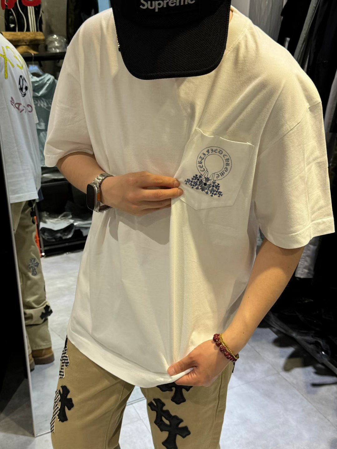 Chrome Hearts Horseshoe Cross Print CH Short Sleeve T-Shirt Style 1