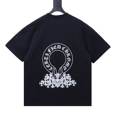 Chrome Hearts Horseshoe Cross Print CH Short Sleeve T-Shirt Style 2 01