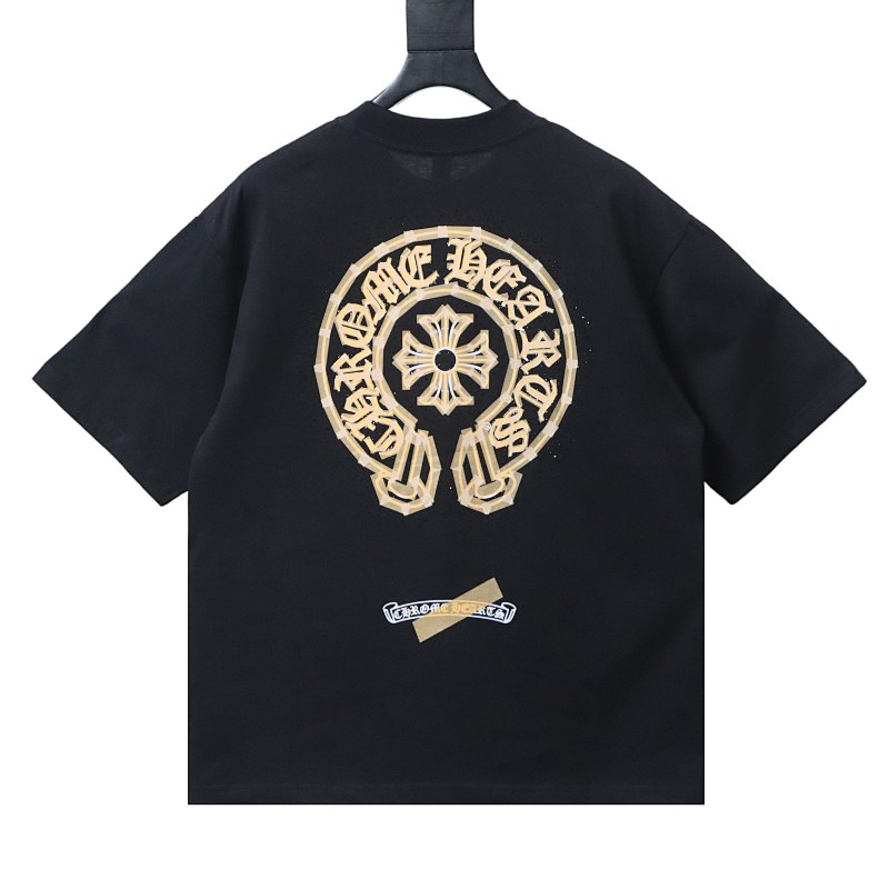 Chrome Hearts Horseshoe Rhinestone Short Sleeve T-Shirt Style 1