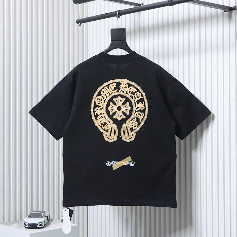 Chrome Hearts Horseshoe Rhinestone Short Sleeve T-Shirt Style 1