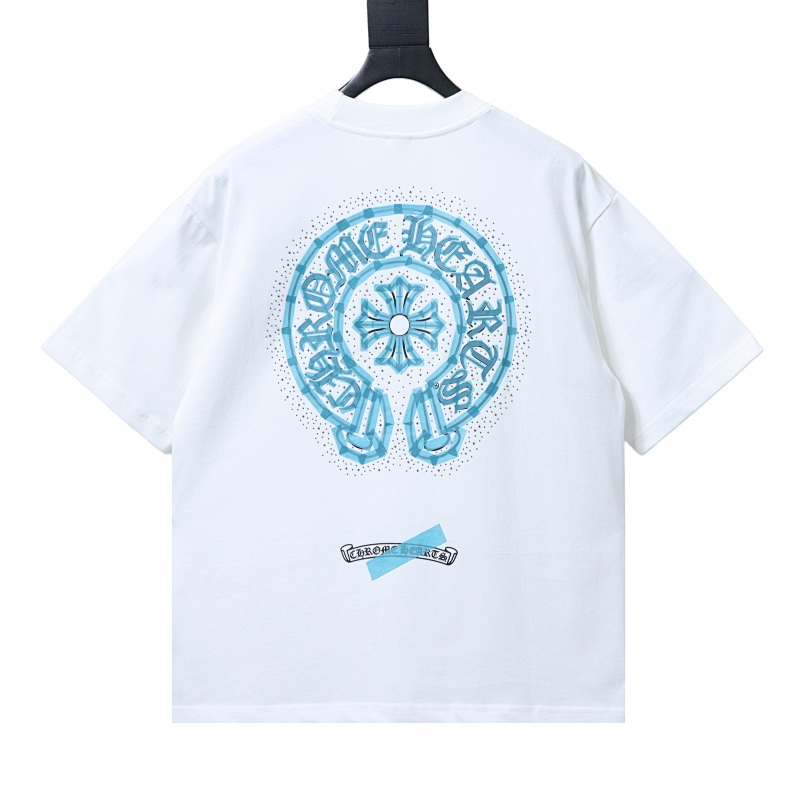 Chrome Hearts Horseshoe Rhinestone Short Sleeve T-Shirt Style 2