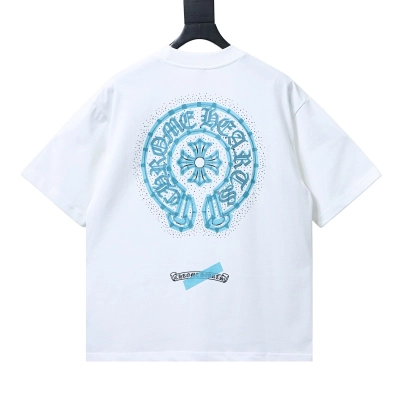 Chrome Hearts Horseshoe Rhinestone Short Sleeve T-Shirt Style 2 01