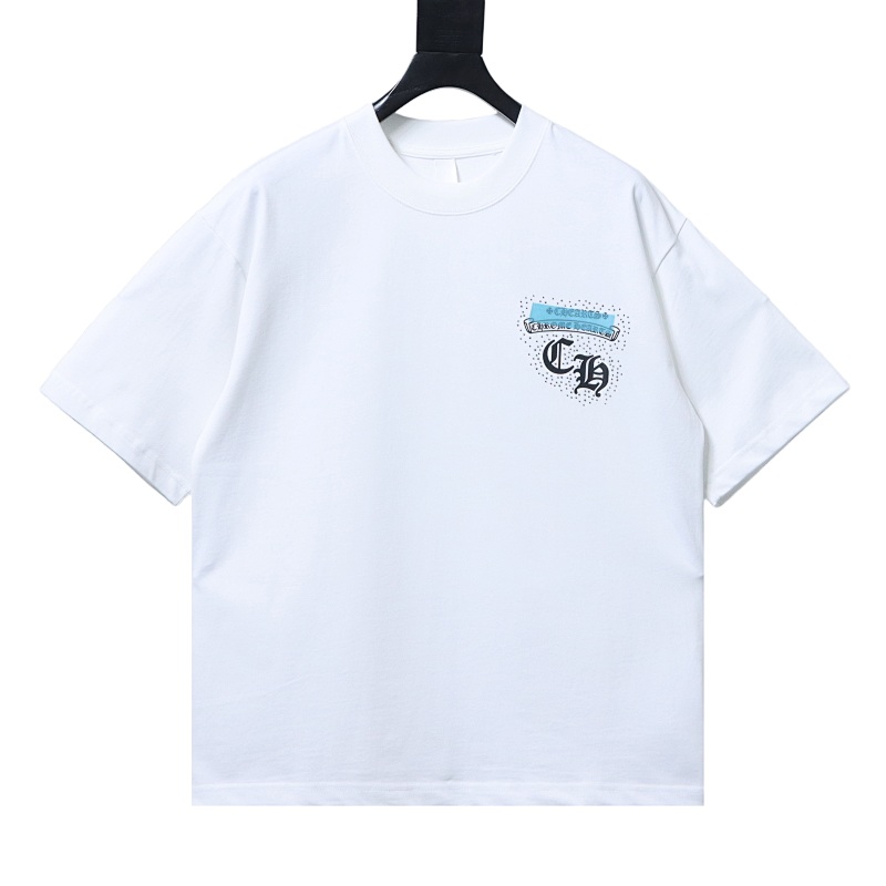 Chrome Hearts Horseshoe Rhinestone Short Sleeve T-Shirt Style 2