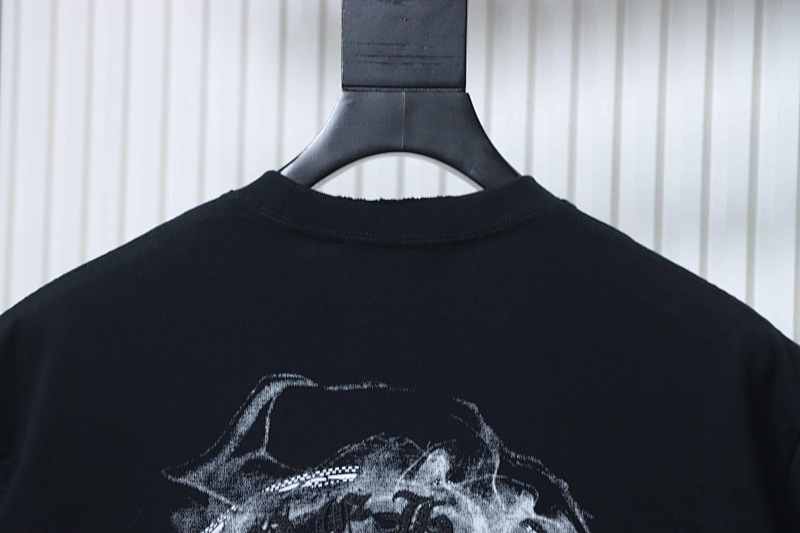 Chrome Hearts Horseshoe Smoke Ink Splatter Ink Splatter Washed Distressed Embroidered Short Sleeve T-Shirt Style 3