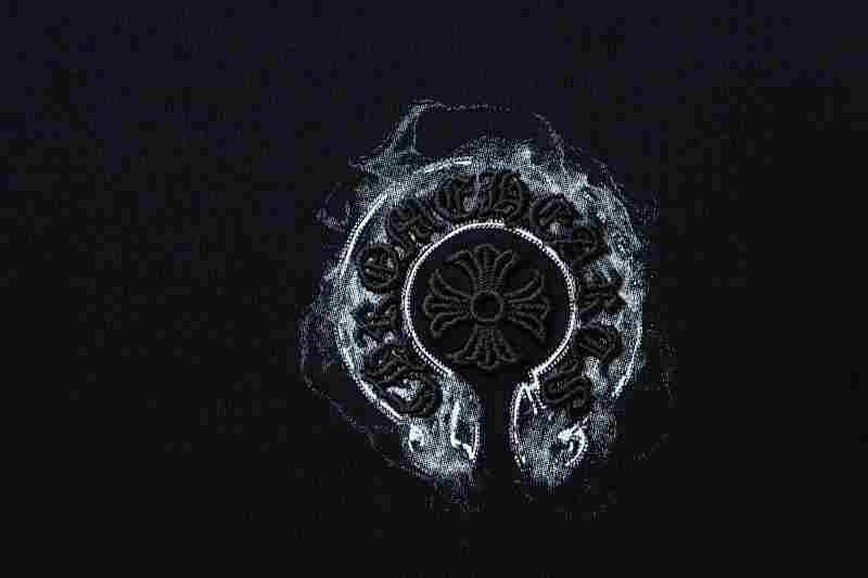 Chrome Hearts Horseshoe Smoke Ink Splatter Ink Splatter Washed Distressed Embroidered Short Sleeve T-Shirt Style 3