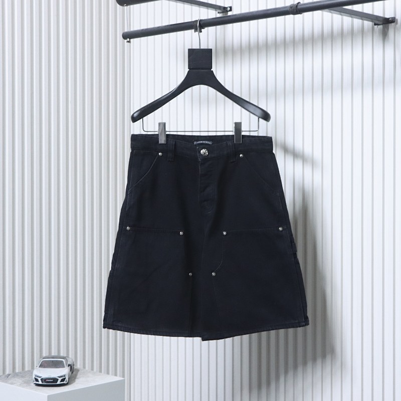Chrome Hearts Leather Patch Hardware Denim Shorts