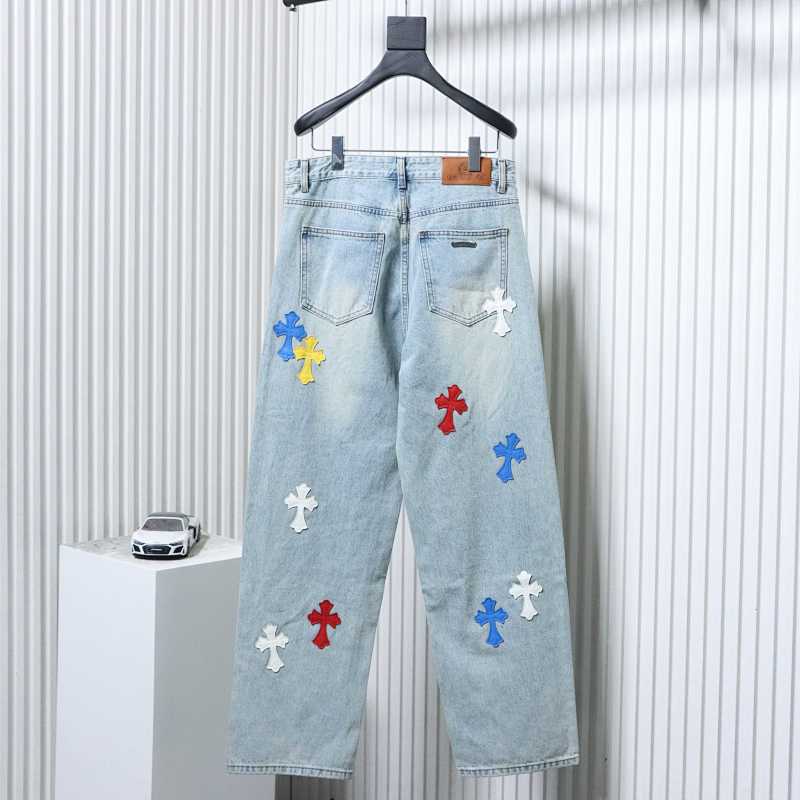 Chrome Hearts Macaron Color Colorful Cross Cross Denim Pants
