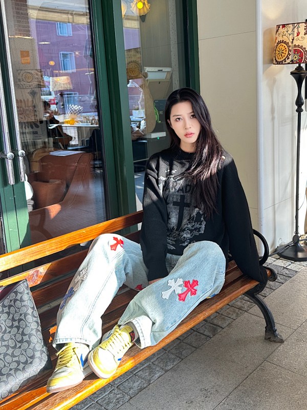 Chrome Hearts Macaron Color Colorful Cross Cross Denim Pants
