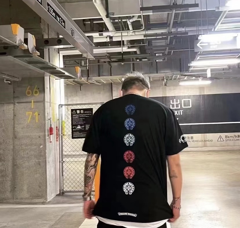 Chrome Hearts Multicolor Cross Cross Print CH Short Sleeve T-Shirt Style 1