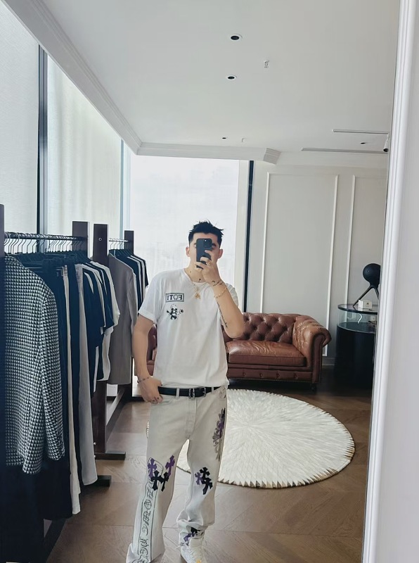Chrome Hearts Nine-Grid Skull Skull Print Short Sleeve T-Shirt Style 1