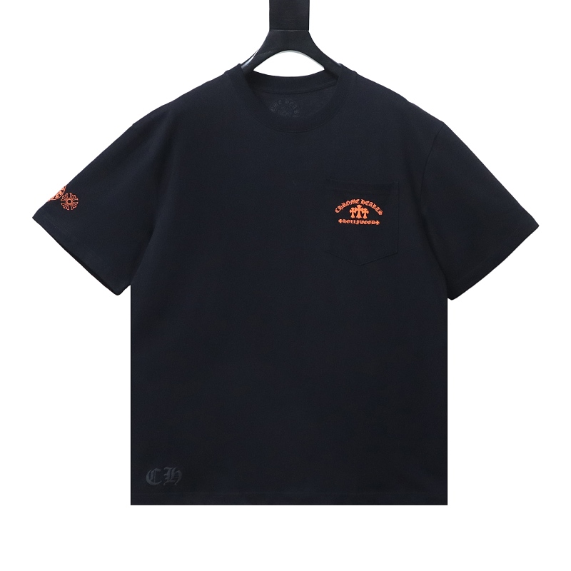 Chrome Hearts Orange Cross Cross Print CH Short Sleeve T-Shirt Style 1