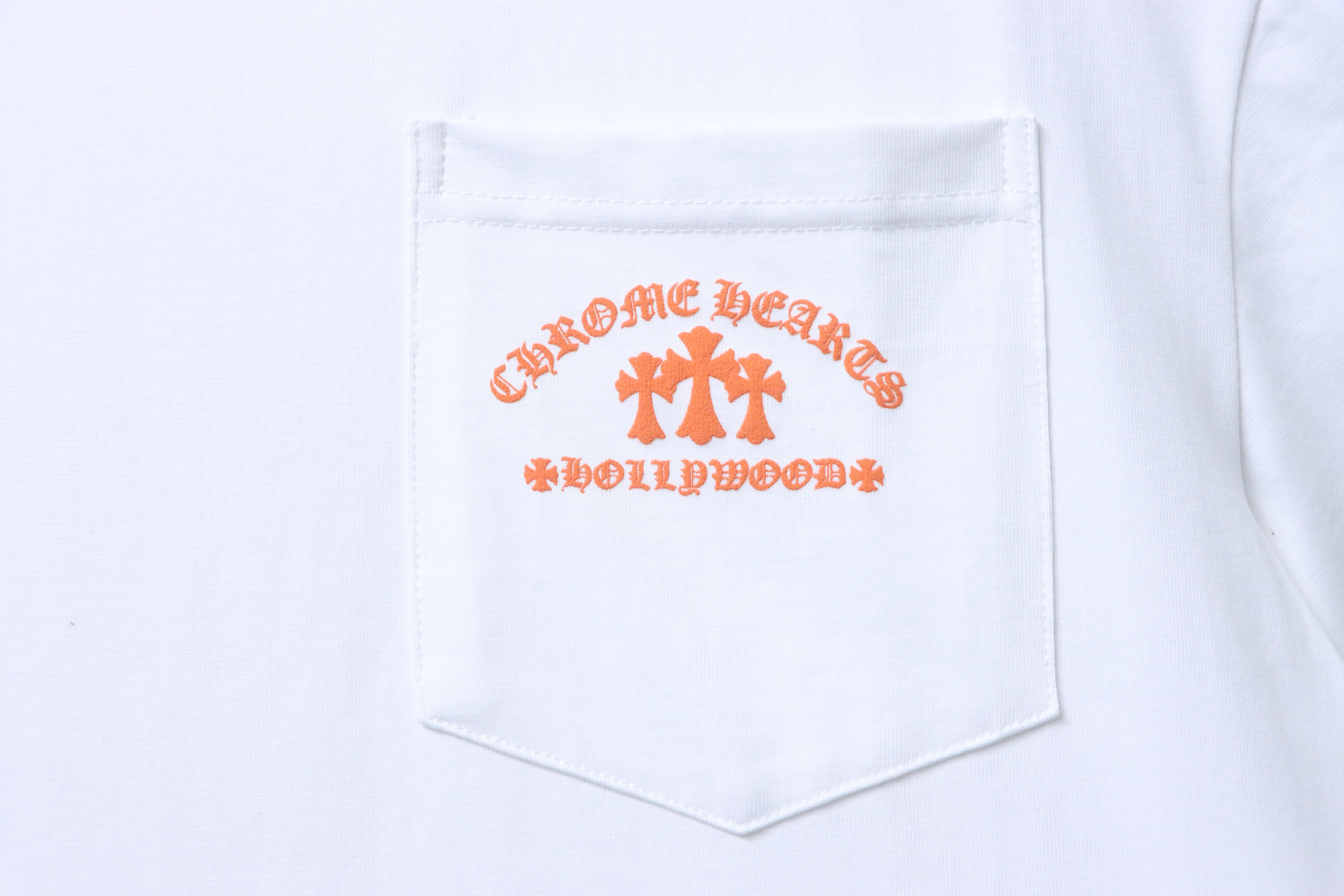 Chrome Hearts Orange Cross Cross Print CH Short Sleeve T-Shirt Style 2