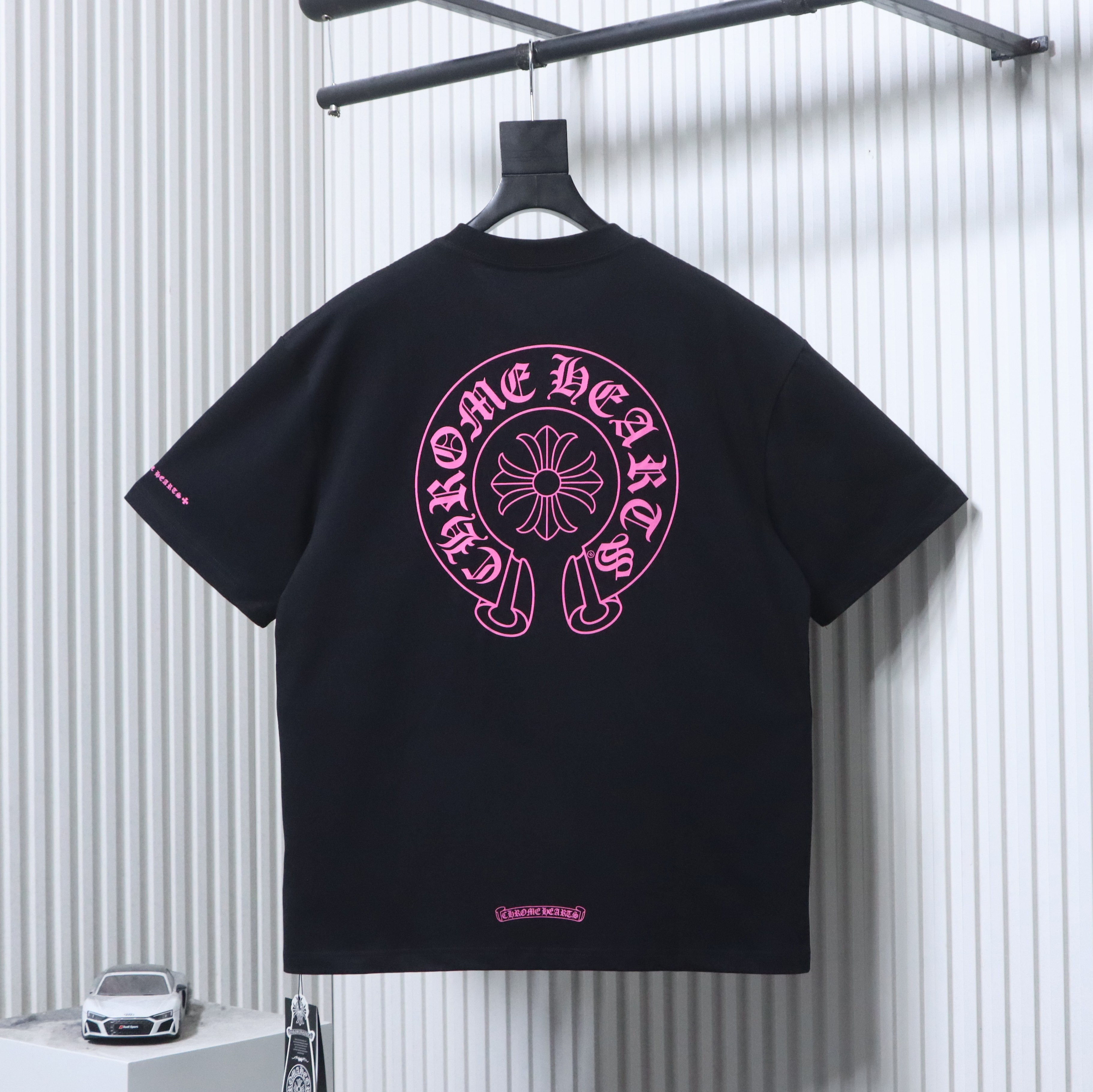 Chrome Hearts Pink Horseshoe Horseshoe Cross Print Pink CH Short Sleeve T-Shirt Style 1